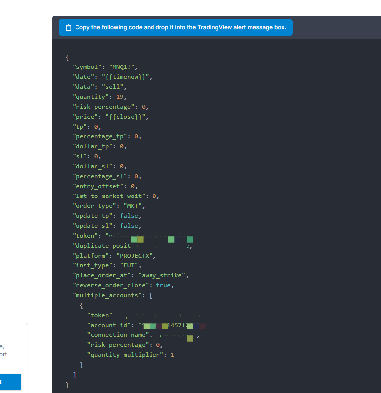 Example of JSON Configuration for TradingView Integration